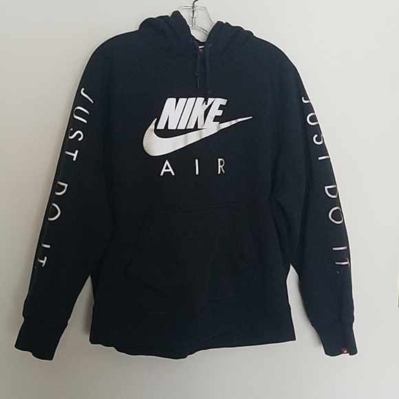 black hoodie with gold writing
